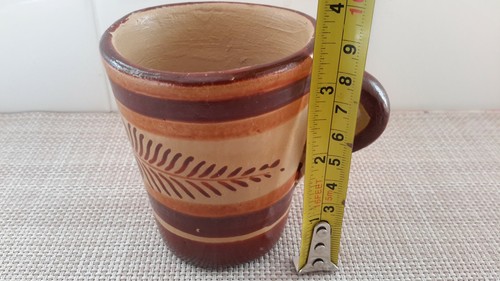 Vintage Handmade Stoneware Pottery Coffee Tea Cup Mug Feather Pattern Folk Art - Picture 6 of 9