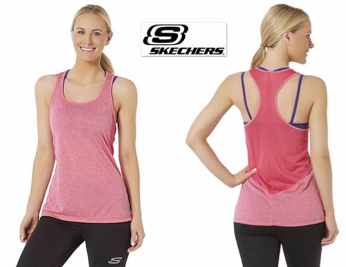 Neu mit Etikett Skechers Sport Gr. M, L, XL sportliches Damen-Tanktop Racerback Fitness pink/blau - Bild 3 von 14