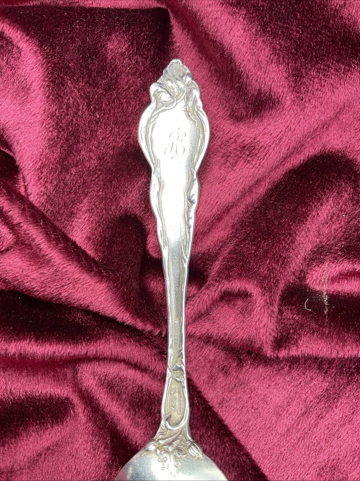 LES SIX FLEURS de Reed&Barton Cucharadita Plateada 6”-Muy Art Nouveau “K” Espalda Mono Foto 4 de 4