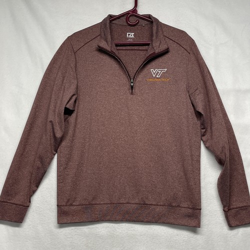 Virginia Tech Hokies Shirt Herren Medium weinrot NCAA College Viertelreißverschluss Pullover