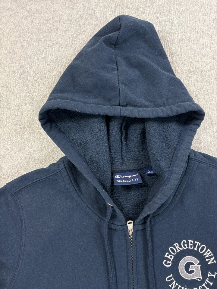 Georgetown Hoyas Champion 缝合标志校园连帽夹克(女式大号) — 第 3/4 张图片