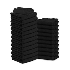 24 Pack Black Hand Towels 100 Cotton Spa Towels 16x27 inches Highly Absorbab...