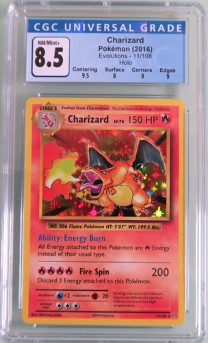Pokemon Charizard 11/108 CGC 8.5 Holo Rare 2016 Evolutions Card TCG rare pop
