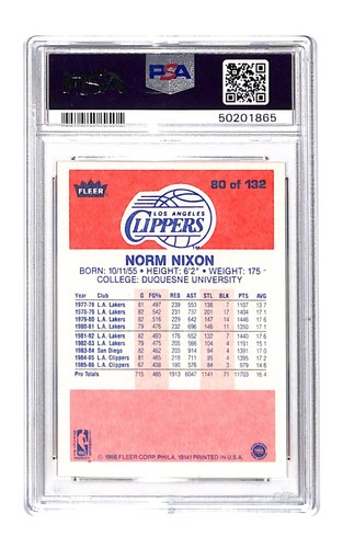 1986 Fleer #80 Norm Nixon PSA 7 NM - Picture 2 of 2