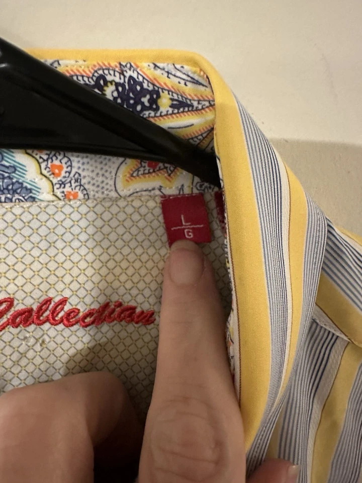Report Collect Men’s Yellow/Blue striped Button Up Size L - Image 3 of 4