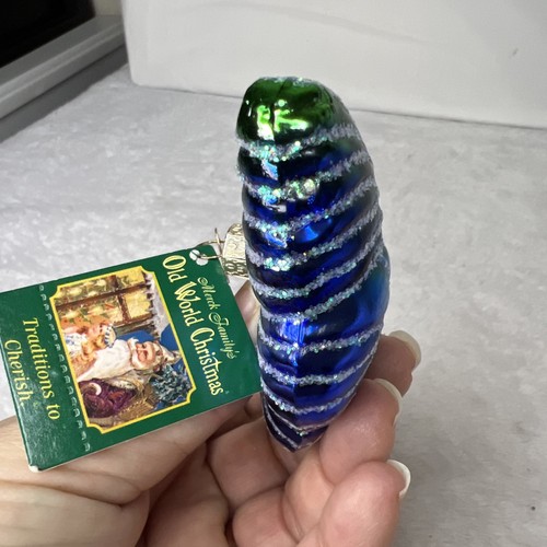 Old world Christmas OWC butterfly green blue glass Blown ornament tree - Picture 8 of 10