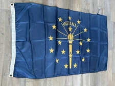 State Flag Of Indiana 3ft x 5ft Nylon Glow Brass Grommets Made In USA Pre-used