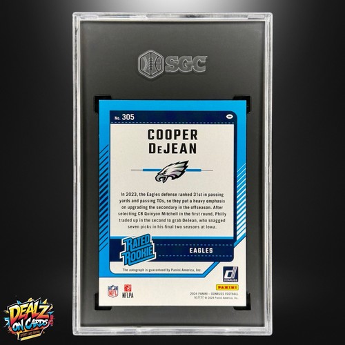 2024 Donruss Cooper DeJean Rated Rookie Green Rookie Auto 305 SGC 10 Auto 9 MINT - Picture 2 of 2