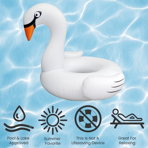 Anillo flotador inflable cisne blanco piscina central 53,5 pulgadas - Imagen 4 de 6