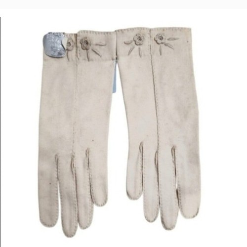 VAN RAALTE 1950s VINTAGE COTTON BLEND GLOVES SIZE 7 – ECRU EMBROIDERED NEW - Picture 2 of 6