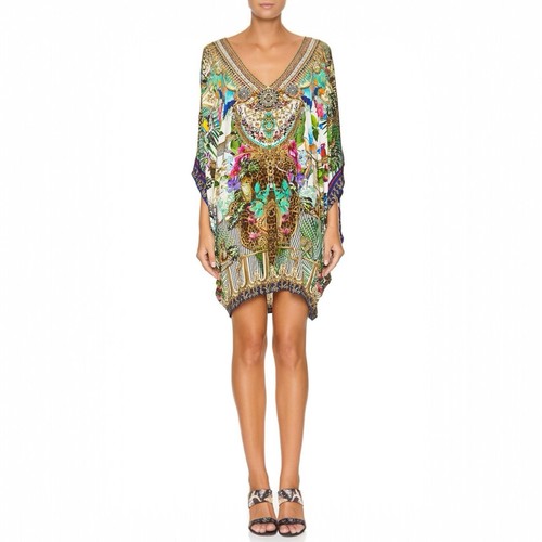 Camilla Champagne Coast Bat Sleeve Dress One Size Jersey Kaftan - Picture 2 of 7