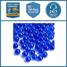 Glass Marbles, 1LB Blue Marbles Bulk, Vase Filler Decorative Glass Gems Pebbles