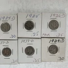 Mercury Dime Lot of 6 Silver 1924-1939