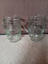 2 VTG Green Glass Beer Mug Glass Kvass Drinkware Soviet USSR Neman Glass Factory