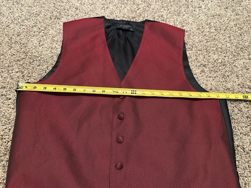 Mel Howard New York Vest Bow Tie Mens M Red Waistcoat 5 Fabric-Covered Buttons - Picture 7 of 14