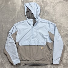 Carhartt Rain Defender Half-Zip Hooded Jacket Men  s Large Light Blue/Gray