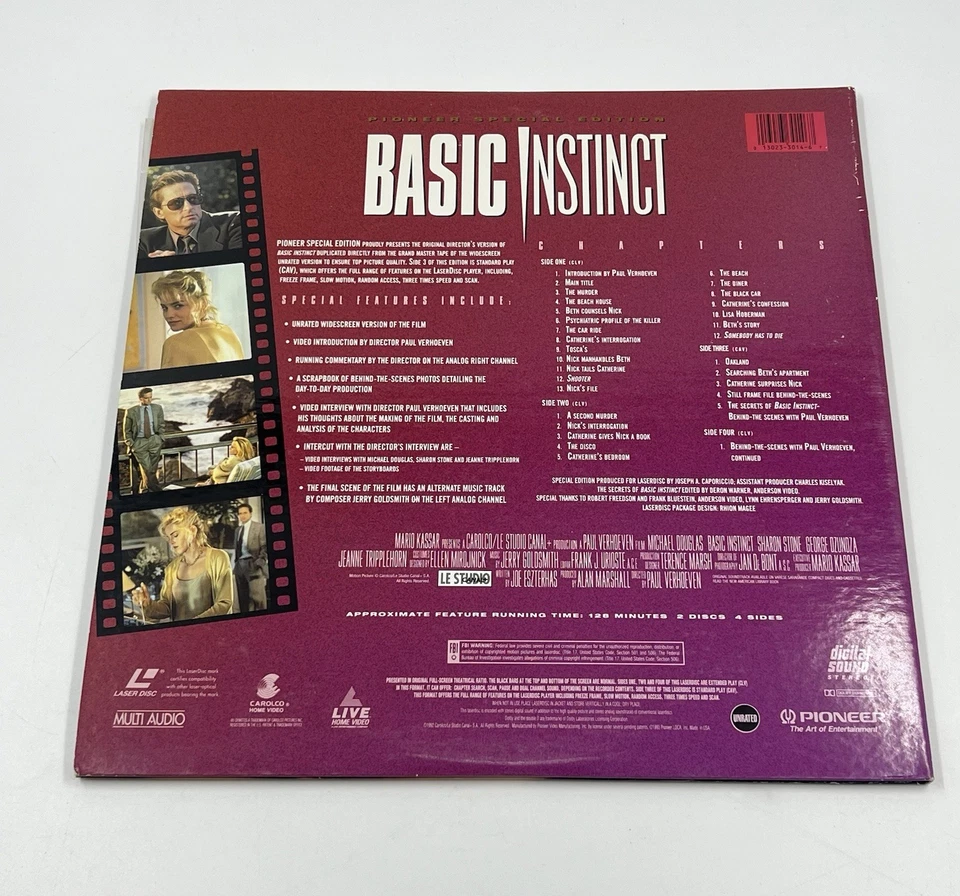 Basic Instinct Laserdisc Special Edition Director's Cut LD - Image 2 of 2