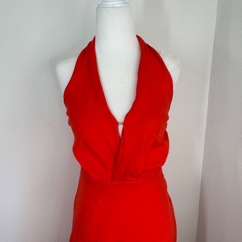 Abito ASTR The Label Keava Midi Halter taglia XS rosso arancione foderato scollo a V - Foto 4 di 14