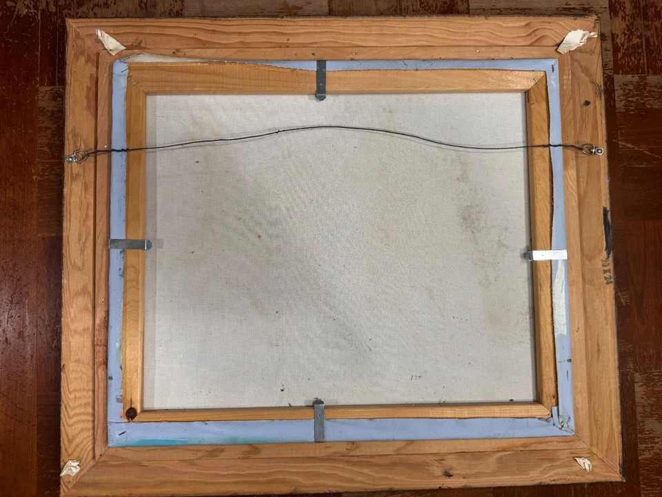 ANTHONY VECCIO PISTA DE CARRERAS DE CABALLOS PINTURA AL ÓLEO FIRMADA Enmarcada - Aproximadamente 26"x30" Foto 4 de 4