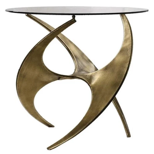 Uttermost Graciano Contemporary Metal and Glass Accent Table in Gold - Picture 2 of 3