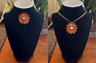 Flower Gold Tone Brooch/Pendant 2โ Judy Lee Vintage Tangerine Orange Navette