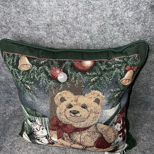 Newport Tapestry Christmas Decor Pillow Christmas Pals 16" X 16" Bear Ball Cat - Picture 3 of 7