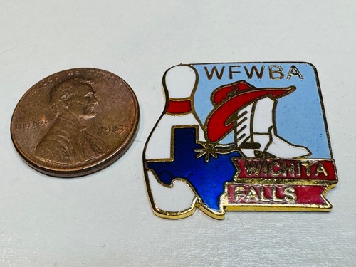 Old Vintage WBA Lapel Pin Women Bowling Alliance WFWBA Wichita Falls Texas Boot - Picture 2 of 2
