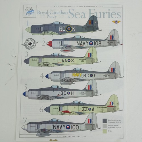 Mike Grant Decalcomanie MG72049 1/72 Royal Canadian Navy Sea Furies FOGLIO DECALCOMANIA - Foto 4 di 5