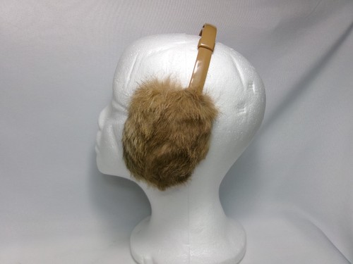 Soft & Fluffy Vintage Child’s Girl’s Boy’s Rabbit Fur Earmuffs, Tan Adjustable - Picture 3 of 6