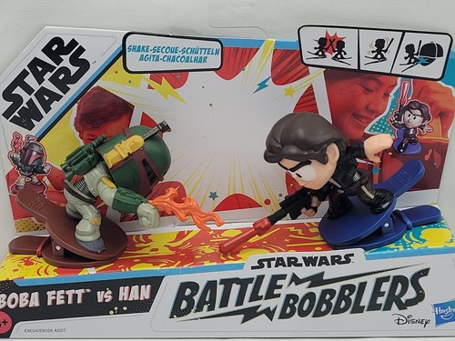 Star Wars Battle Bobblers Boba Fett vs Han Solo Mini Figure 2-Pack Bobbleheads - Picture 2 of 7