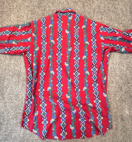 Vtg Wrangler Mens 16.5-36 Shirt Western Aztec Long Tail Rodeo Cowboy Made in USA - Picture 6 of 10