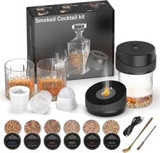 Electric Cocktail Smoker Kit Built-In Lighter, No Butane Needed, Rechargeable Wh