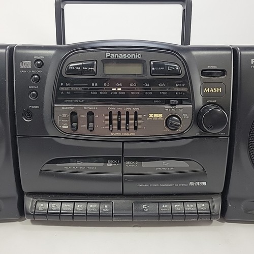 Panasonic RX-DT600 Radio CD Dual Cassette Player/Recorder w/Detachable Speakers - Picture 2 of 7