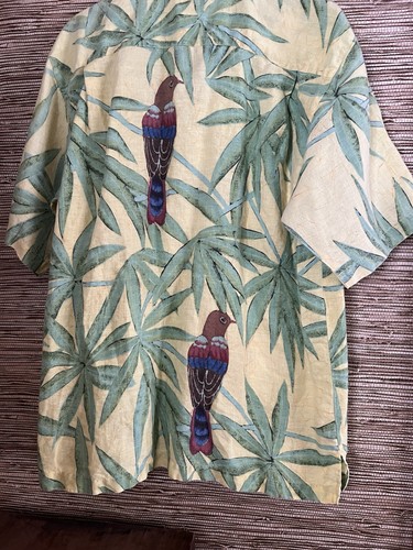 Tommy Bahama 100% Silk Tropical Hawaiian Shirt Men’s Medium, Frams and birds VGC - Picture 4 of 4