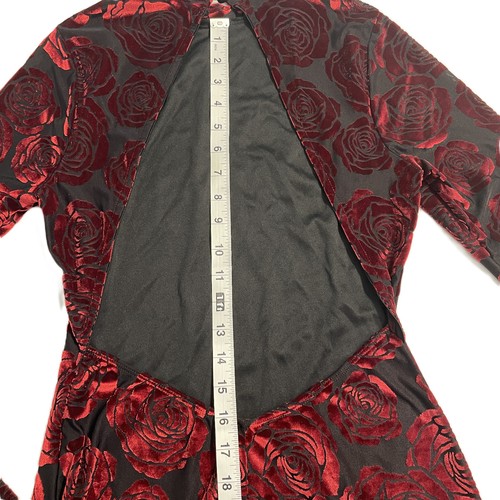 Mini Vestido Privado de Terciopelo Burnout Negro Rojo Rosa Transparente Bodycon Romántico Gótico Caprichos - Imagen 19 de 22