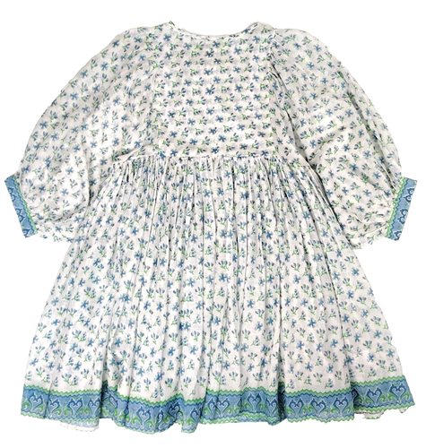 NWT Daughter's of India Kyra Mini Dress in Azure XS Cotton Hand Blockprint Blue - Picture 3 of 15