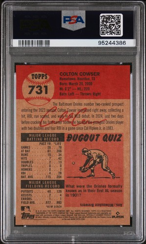 Colton Cowser Rookie PSA 10 2024 Topps Living /10 Black Bio Text #731 Card *802 - Picture 2 of 2