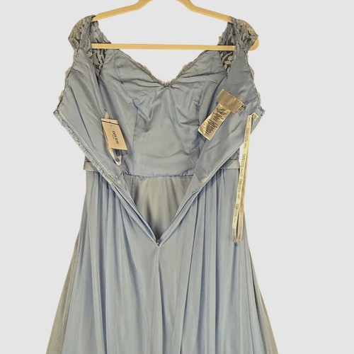 Davids Bridal Formal Gown Womens 2 Light Blue Off Shoulder Slit Lace Prom Dress - Picture 9 of 15