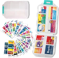 Pill Organizer with Medicine Labels - 7 Day Travel Daily Container, Mini Medicat