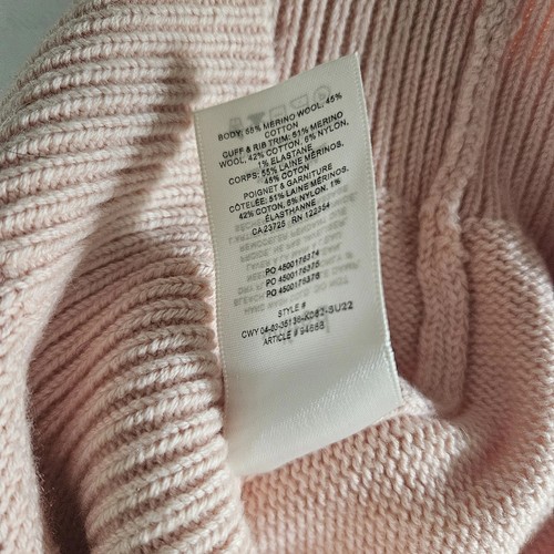 ARITZIA WILFRED Pink CROP Merino Wool Blend Chunky Crewneck Sweater Women XS - Picture 4 of 8
