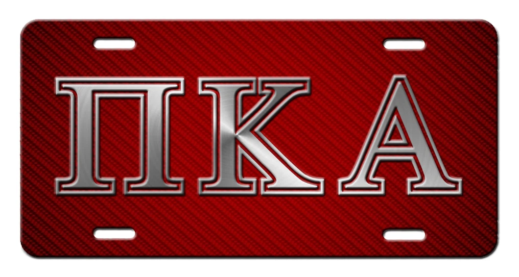 Pi Kappa Alpha Greek Fraternity Vanity Aluminum License Plate Silver Red - Picture 1 of 5