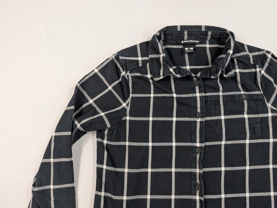 Camisa Diamante Negra Mujer Mediana Negra Ventana Abotonada Foto 4 de 4