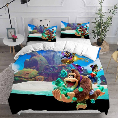 Cosplay Donkey Kong Bananza 3D Duvet Cover Bedding Set Pillowcase Quilt Single - Picture 26 of 34
