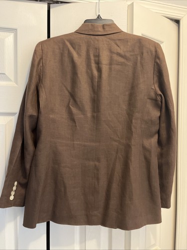 Lauren Ralph Lauren Women’s Linen Blazer Jacket Size 12 Lined Brown - Picture 3 of 3