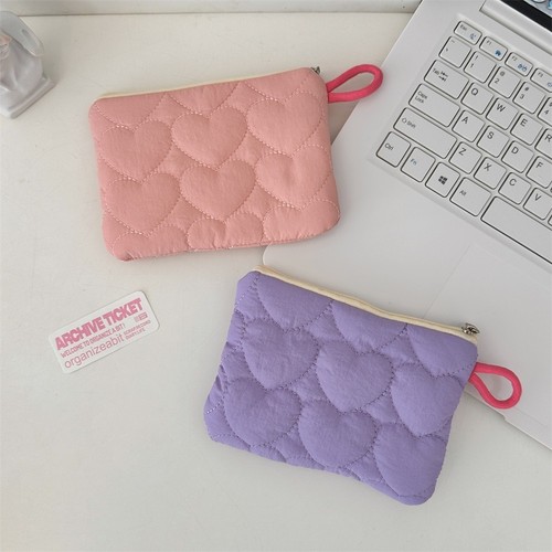 Heart Coin Purse Quilted Female Handbags Portable Storage Bag - Picture 11 of 19
