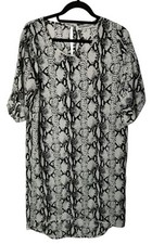 DANCING LEOPARD Hi Low Shift Tunic Dress Size M Medium Black White Snake Print