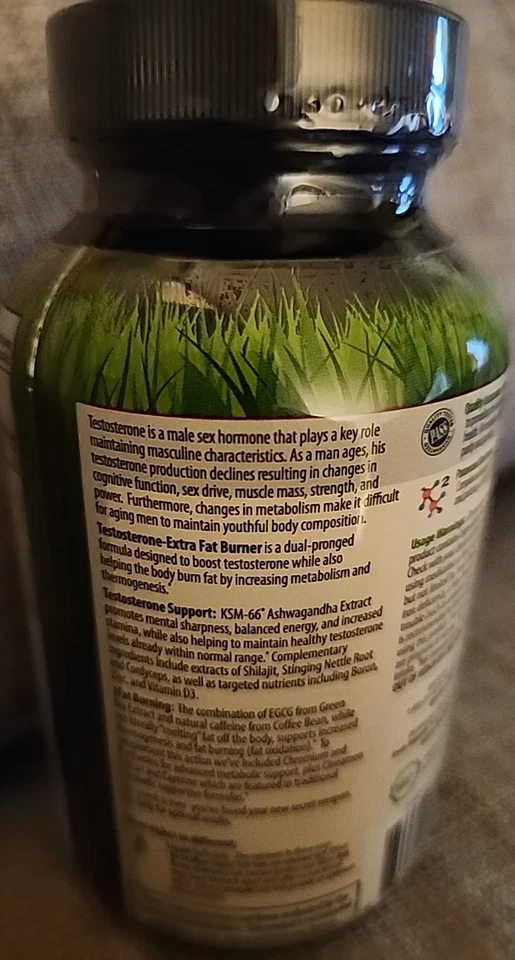 Irwin Naturals testosterona-quemador de grasa extra 56 cápsulas blandas líquidas Foto 3 de 4