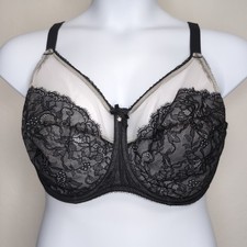 Wacoal Retro Chic Bra Size 42DDD Full Figure Underwire 855186 Black Lace