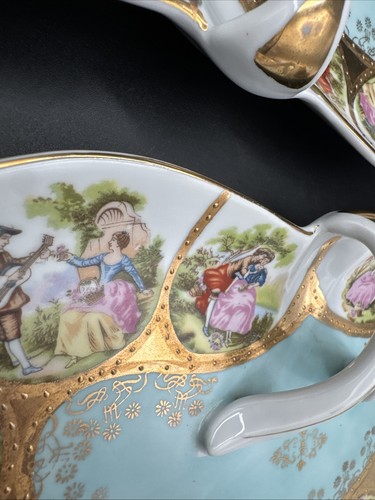Arnart Creations court ship vanity dish Set Of 2 10.75” by 7” Japanese porcelain - Picture 16 of 18