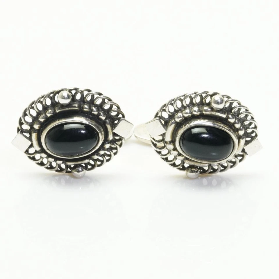 Georg Jensen. Gemelli in argento sterling con onice nera #19B. Danimarca - Immagine 2 di 4